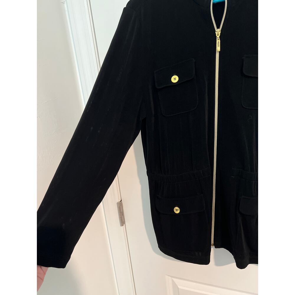 Chico’s Travelers Utility Jacket – Size 2 (L/12) – Black Cross Dye - Picture 2 of 4